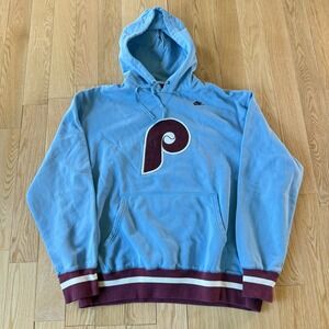 Vntg Nike Philadelphia Phillies Cooperstown Collection Powder Blue Hoodie Men XL